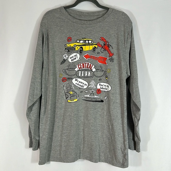 F.R.I.E.N.D.S Grey Logo Long Sleeve Crewneck T-Shirt - Picture 1 of 6